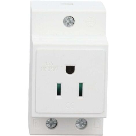 Toma de corriente CA de riel DIN confiable para panel de distribución, toma de corriente de nailon ignífugo para una fácil instalación (EE. UU. CA 110-250 V, 15 A)