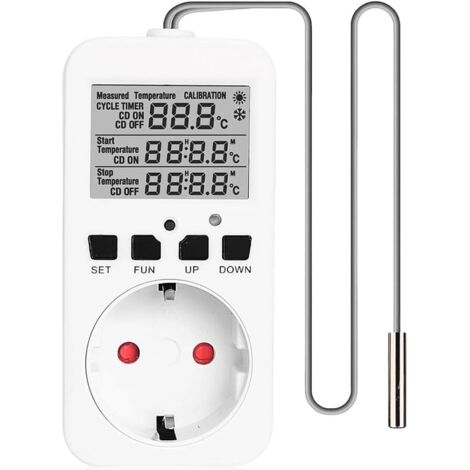Toma de corriente con control digital de temperatura, toma de corriente con termostato de calefacción y refrigeración de 16 A con sensor de enchufe europeo para invernaderos.