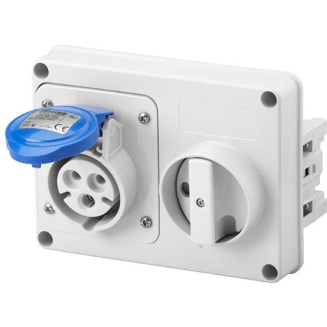 Toma de corriente con enclavamiento Gewiss 2P+E 16A IP44 220V sin caja GW66104