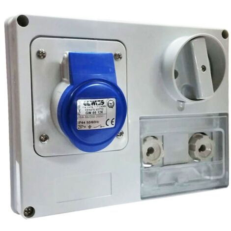 Toma de corriente con enclavamiento Gewiss 2P+E 16A IP44 220V sin caja GW66126