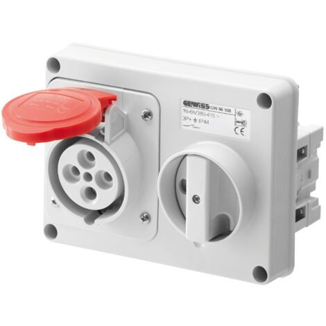 Toma de corriente con enclavamiento Gewiss 3P+E 16A IP44 380V sin caja GW66108