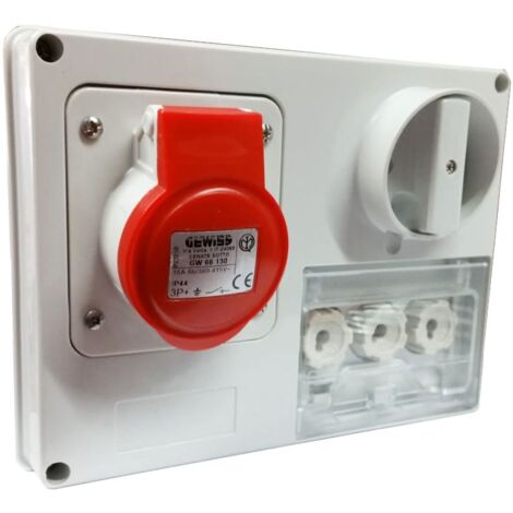 Toma de corriente con enclavamiento Gewiss 3P+E 16A IP44 380V sin caja GW66130