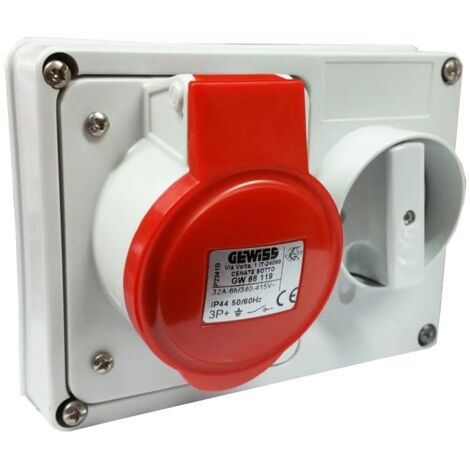 Toma de corriente con enclavamiento Gewiss 3P+E 32A IP44 380V sin caja GW66119