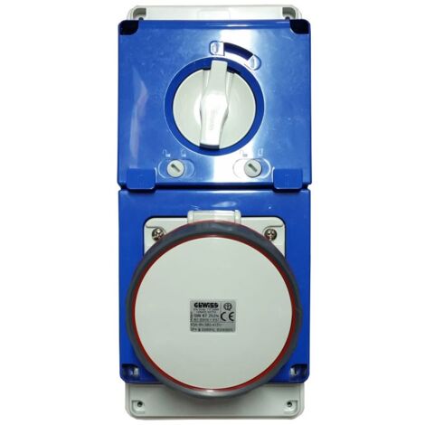 Toma de corriente con enclavamiento Gewiss 3P+E 63A IP67 380V GW67252N