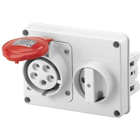 Toma de corriente con enclavamiento Gewiss 3P+N+E 32A IP44 380V sin caja GW66120