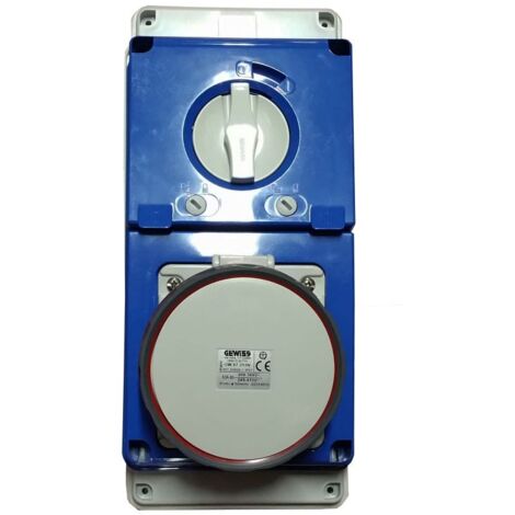 Toma de corriente con enclavamiento Gewiss 3P+N+E 63A IP67 380V GW67253N