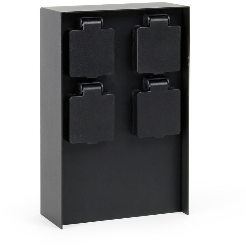 

Toma de corriente de jardín con 4 enchufes color negro, columna exterior cuadrada 4 tomas IP54