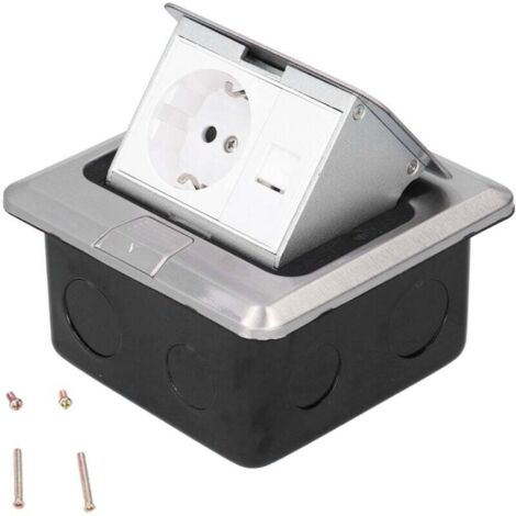 Toma de corriente de suelo impermeable, empotrada, CA 250 V, con conexión a tierra, de acero inoxidable, retráctil, con caja de toma de corriente para suelo.