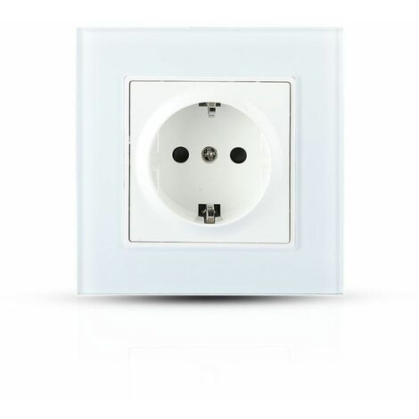 Toma de corriente empotrada individual V-TAC para Schuko y 10 A 2P+T con cristal, color blanco