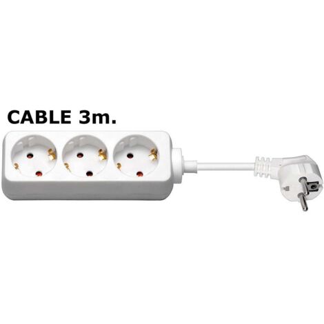 Toma de corriente Schuko de 3 vías MicroConnect de 3 m, color blanco