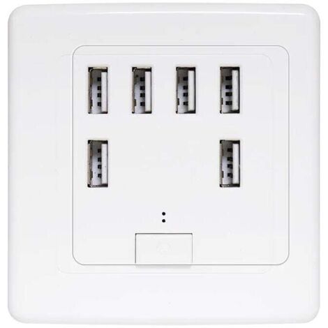 Toma de corriente USB universal AIPERQ, 6 puertos integrados, panel de carga de 220 V y 4 A, carga rápida