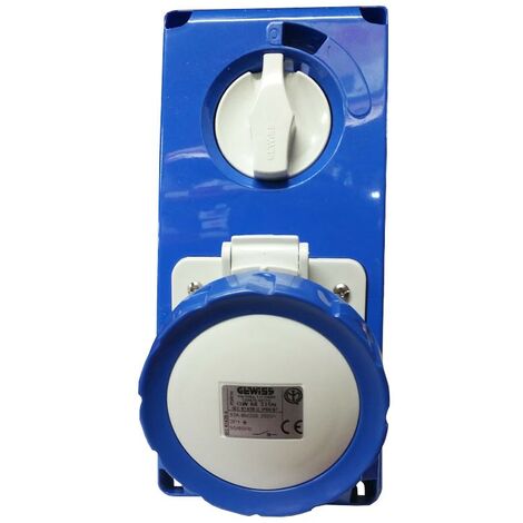 Toma de corriente vertical con enclavamiento Gewiss 2P+E 32A IP67 GW66315N
