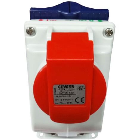 Toma de corriente vertical con enclavamiento Gewiss 3P+E 16A IP44 GW66430