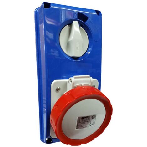 Toma de corriente vertical con enclavamiento Gewiss 3P+E 32A IP67 GW66319N