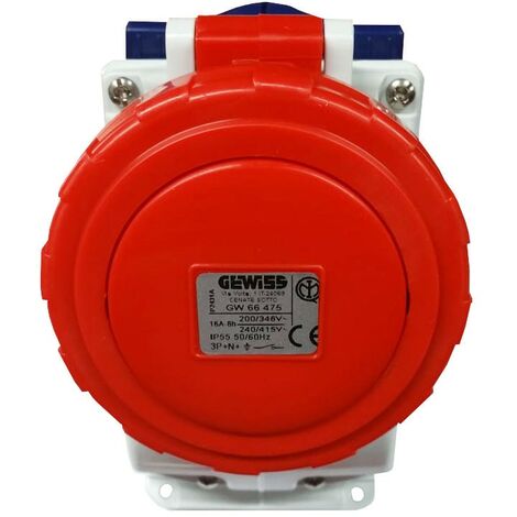 Toma de corriente vertical con enclavamiento Gewiss 3P+N+E 16A IP55 GW66475