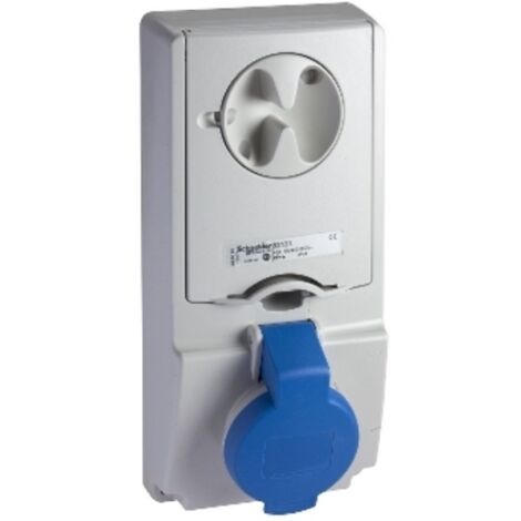 Toma de corriente vertical con enclavamiento Schneider 2X16A+E 230V IP44 82131