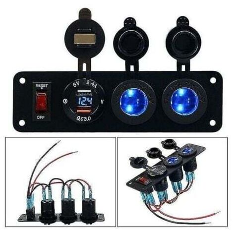 – Toma de encendedor de 12 V, panel de toma USB de 12 V CC, toma de encendedor de 12 V precableada