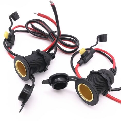 Toma de encendedor de cigarrillos, paquete de 3, 12 V, impermeable, de grado marino, para vehículos marinos, ATV, motocicletas, con fusible metálico y cable de conexión de 1 metro.