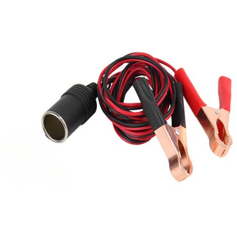 Toma de mechero de 50 A y 18 AWG, adaptador para batería de coche, cable de extensión con pinza de cocodrilo y abrazadera para batería.
