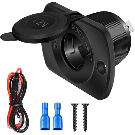 Toma de mechero Ineasicer, 12-24 V, impermeable, para coche, barco, motocicleta, todoterreno, con cable de conexión de 60 cm (1 unidad)