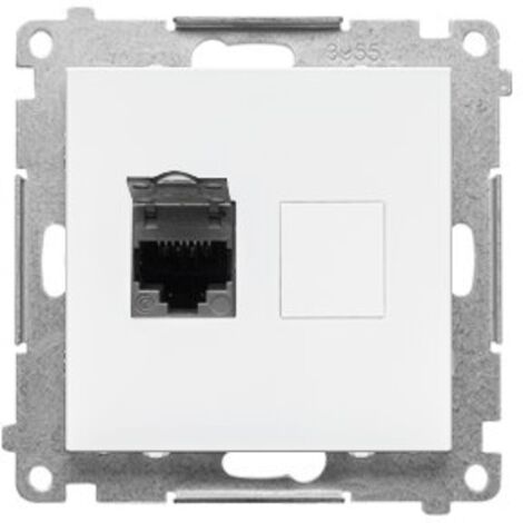 Toma de ordenador individual RJ45 categoría 6, con tapa antipolvo (módulo): Blanco mate, SIMON55