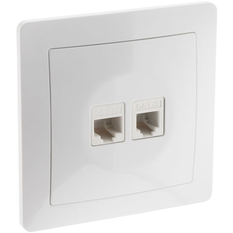 Roseta Caja RJ45 pared Cat 6 simple blanca