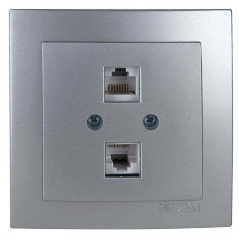 Toma de Red 2 RJ45 CAT 6 Empotrar  Marco Incluido Serie Nilson
