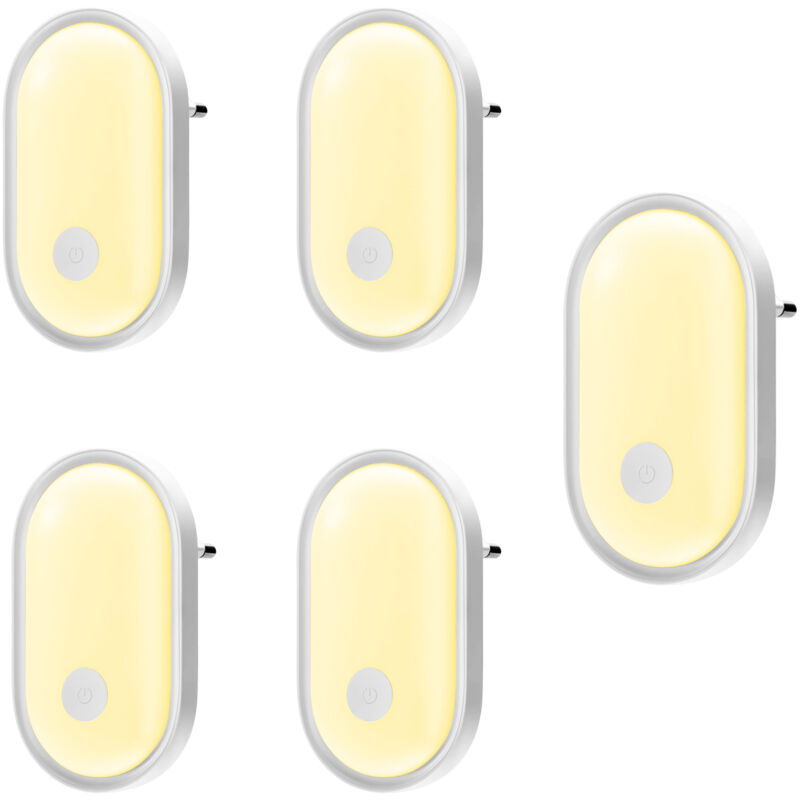 Toma eléctrica de luz nocturna LED de 6 uds con Control táctil, lámpara nocturna con sensor crepuscular y brillo ajustable
