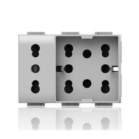 Toma eléctrica universal bipaso y schuko 10/16A 3 módulos Side 4Box Unica para Bticino Matix 4B.AM.H21.XL
