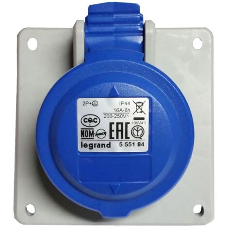 Toma inclinada CEE Legrand 2P+E 2X16A+E 230V IP44 555184