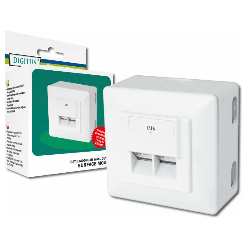 

Toma pared digitus cat6 2xrj45 8p8c lsa superficie blanco