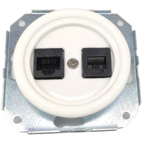 Toma RJ11-RJ45 de Empotrar en Porcelana Blanca