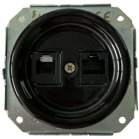Toma RJ11-RJ45 de Empotrar en Porcelana Negra