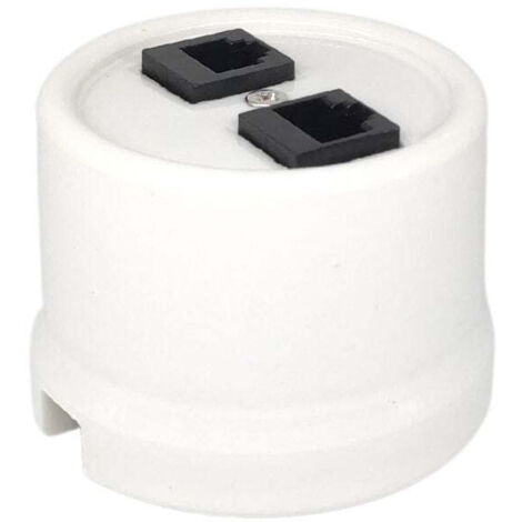 Toma RJ11-RJ45 de Superficie en Porcelana Blanca