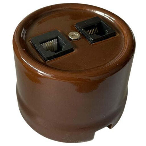 Toma RJ11-RJ45 de Superficie en Porcelana Marrón