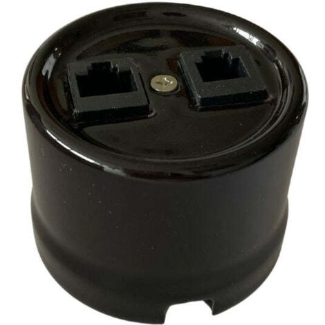Toma RJ11-RJ45 de Superficie en Porcelana Negra