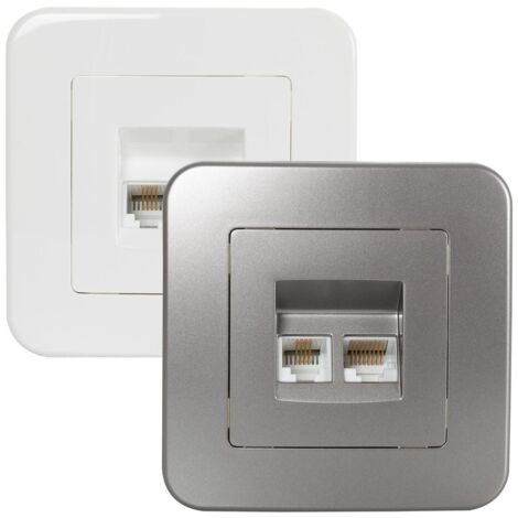EFECTOLED Toma RJ45 Internet + RJ11 Teléfono Classic Plateado