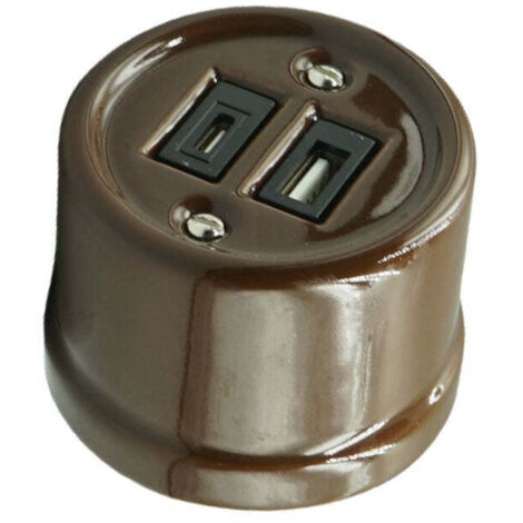 Toma USB Superficie Porcelana Marrón Tipo A + Tipo C 10 A