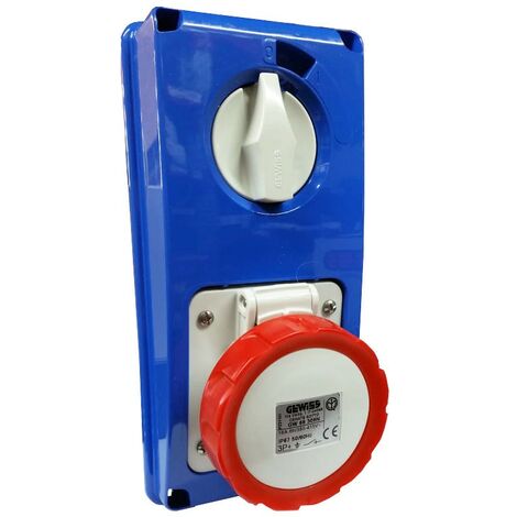 Toma vertical 3P+E 16A con enclavamiento sin fondo Gewiss GW66308N