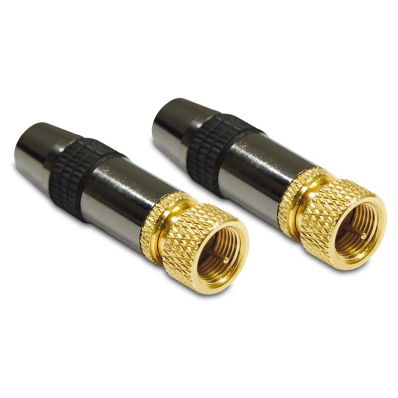 

419102 - Conectores satélite F blindados antiparásitos dorados macho / macho - Metronic