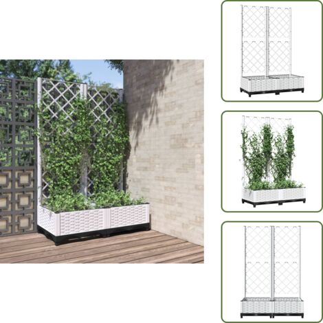 Tomate - vidaXL Jardinera con enrejado PP blanco 80x40x121,5 cm - Guisante