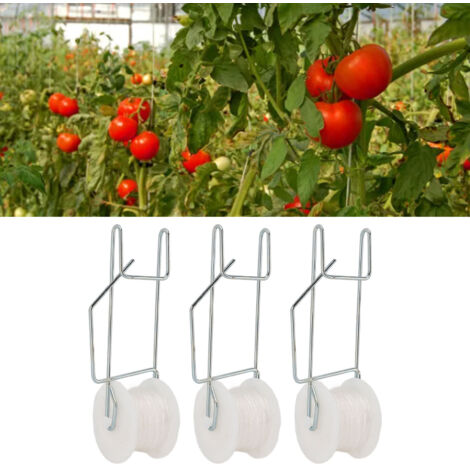 Tomatenspalier mit 6 Rollen und 15 m verzinkten Seilen für das Gewächshaus