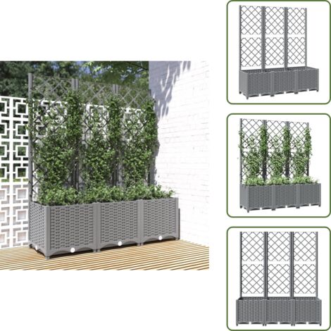 Tomates - vidaXL Jardinera con enrejado PP gris claro 120x40x136 cm - Guisantes