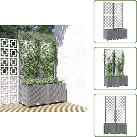 Tomates - vidaXL Jardinera con enrejado PP gris claro 80x40x136 cm - Guisantes