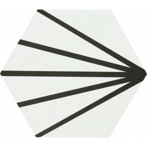Tomette blanche à rayure noire motif dandelion MERAKI LINE NEGRO 19.8x22.8 cm - 0.84m²