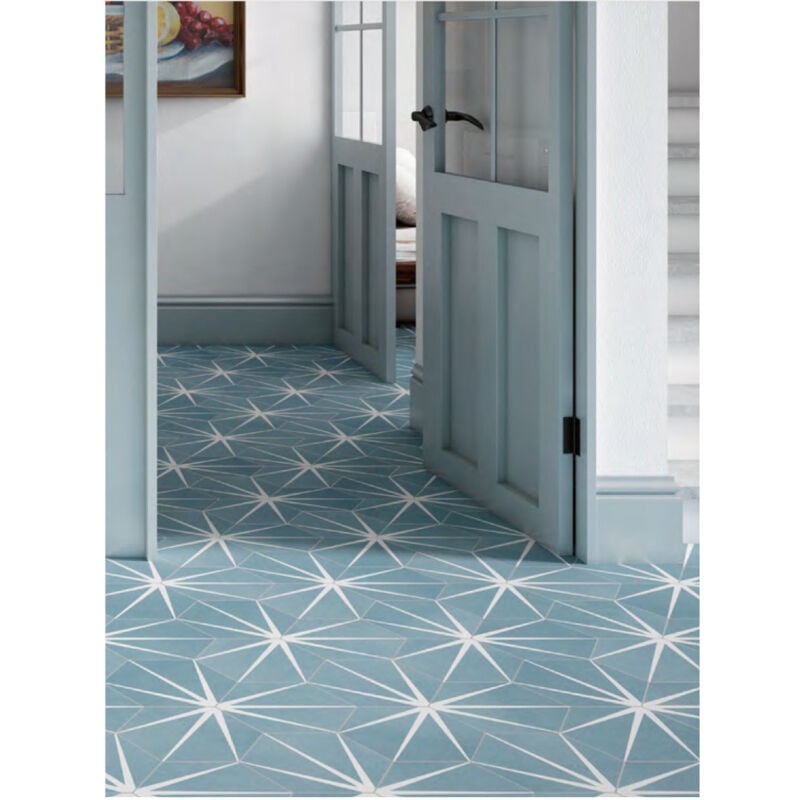 Apavisa - Carrelage grès cérame effet graphique Hexagone starline Hexagone 29x25 cm Bleu Vert - Naturel - boîte de 0.94 m2 - Gioia Materia