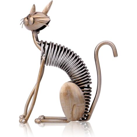 Tomfeel Chat Sculpture en Métal Décoration Faits à la Main Style Moderne et Éléments Décoratifs Créatifs Maison Ameublement Ornements Deco Salon Chat Décoration Intérieure Maison
