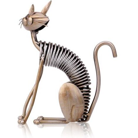 Tomfeel Chat Sculpture en Métal Décoration Faits à la Main Style Moderne et Éléments Décoratifs Créatifs Maison Ameublement Ornements Deco Salon Chat Décoration Intérieure Maison