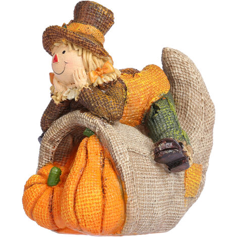 Tomfeel Épouvantail et Citrouille Ornement Thanksgiving Récolte Décor Automne Cadeau Résine mini Sculpture de Table, Cheminée Magasin et Comptoir Ornements