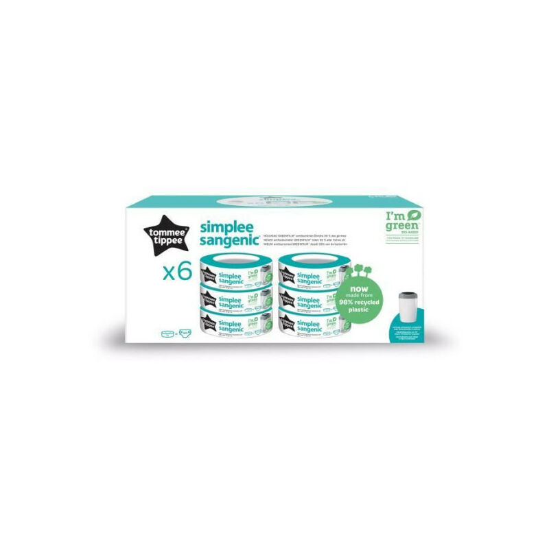 Lot de 6 Recharges Poubelle a Couches Simplee, Protection Anti-Odeur et Anti-Germe - Tommee Tippee